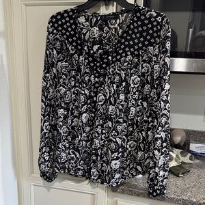 Lucky Floral Black and White Women's Top